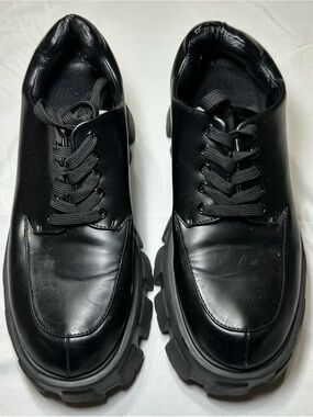 Princess Polly Mia Black Chunky Platform Oxfords Sz 9